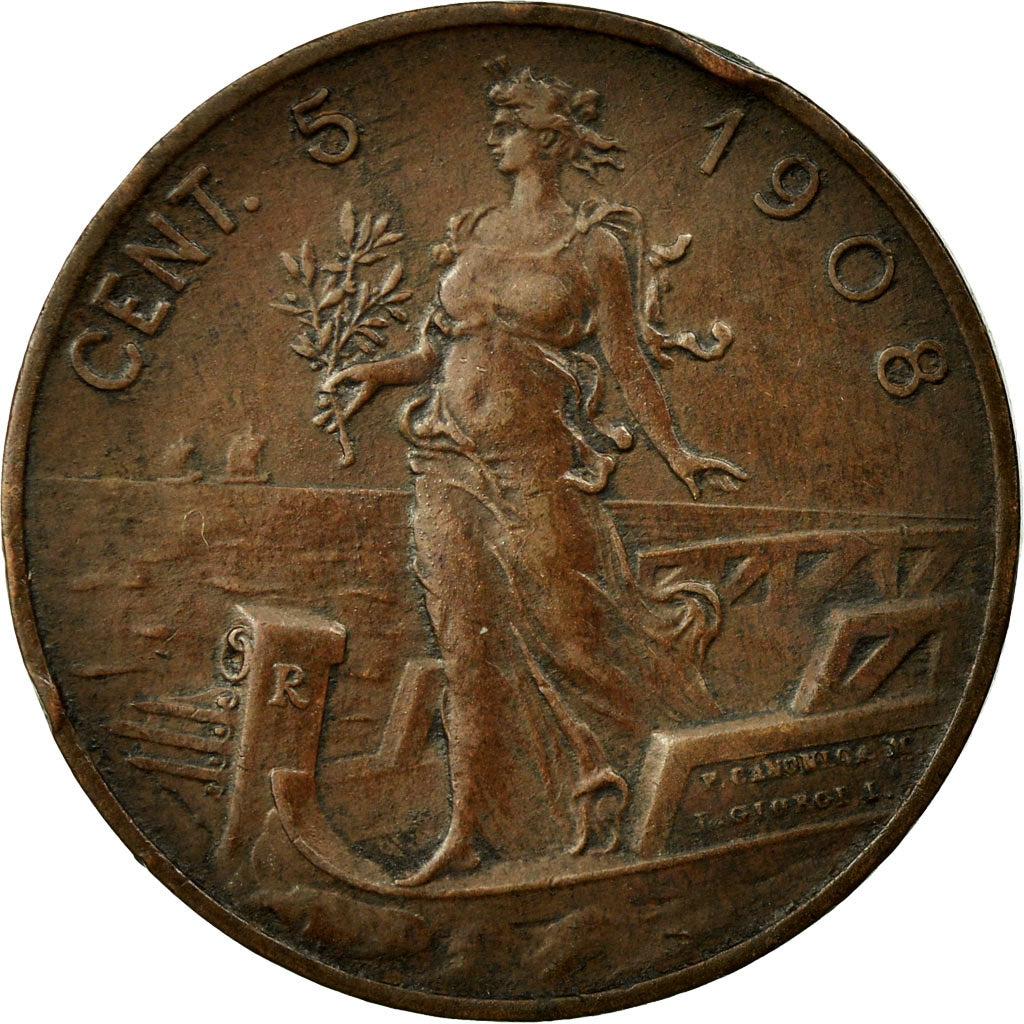 Coin, Italy, Vittorio Emanuele III, 2 Lire, 1908, Rome, EF(40-45), Silver, KM:46