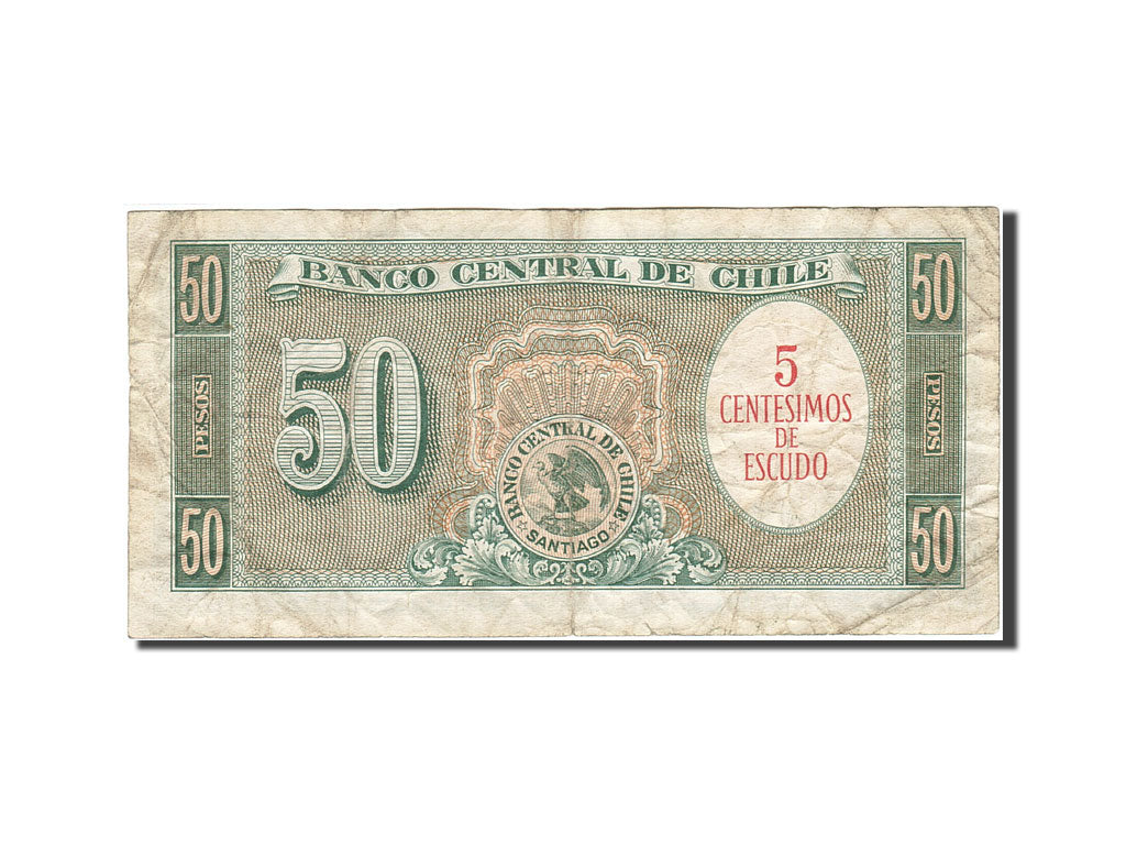 Banknote, Chile, 5 Centesimos on 50 Pesos, 1960, Undated (1960-1961), KM:126b