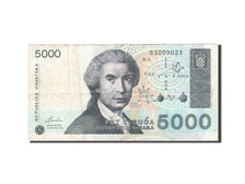 Croatia, 5000 Dinara, 1991-1993, 1992-01-15, KM:24a, VF(20-25)