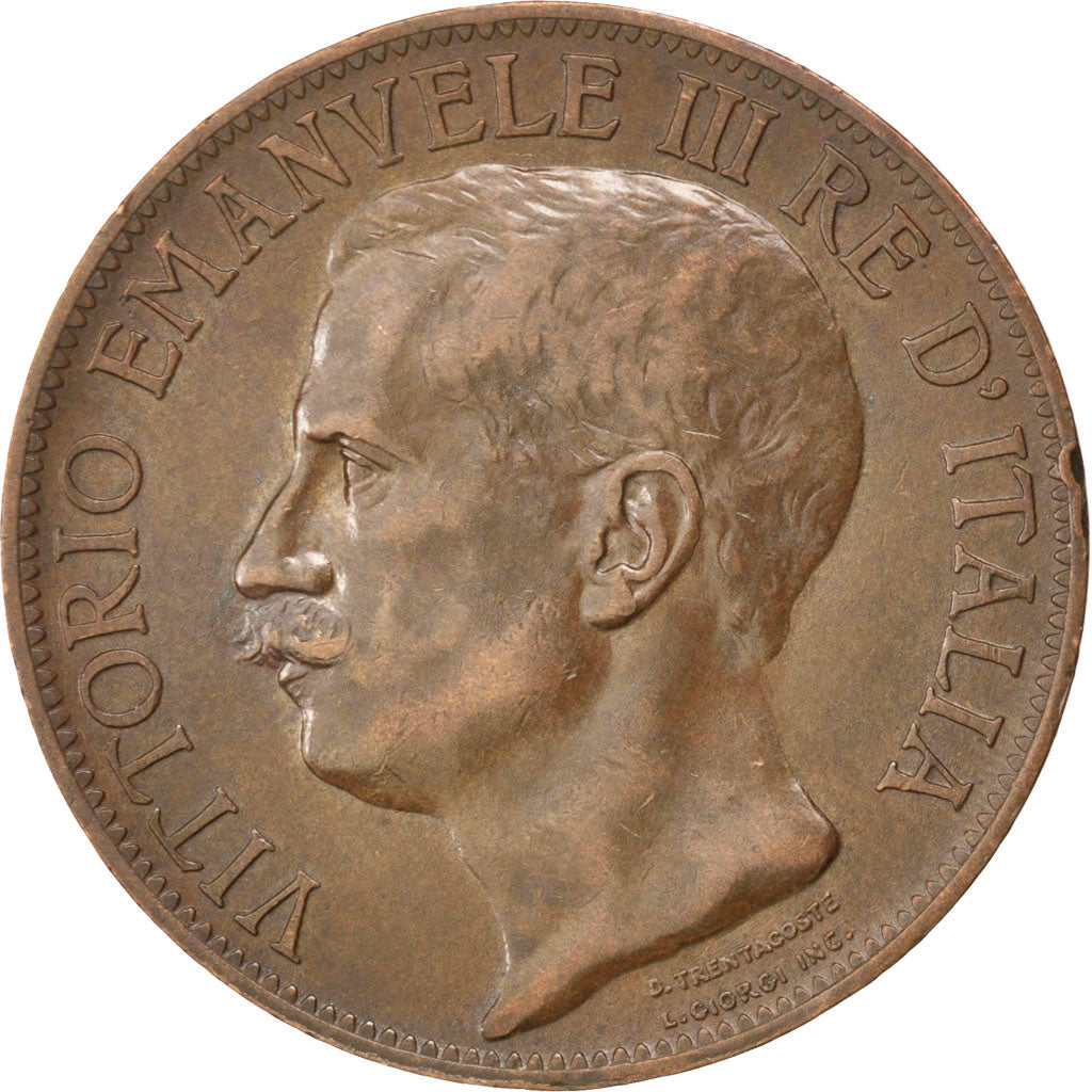 ITALY, 10 Centesimi, 1911, Rome, KM #51, EF(40-45), Bronze, 30.13, 9.96