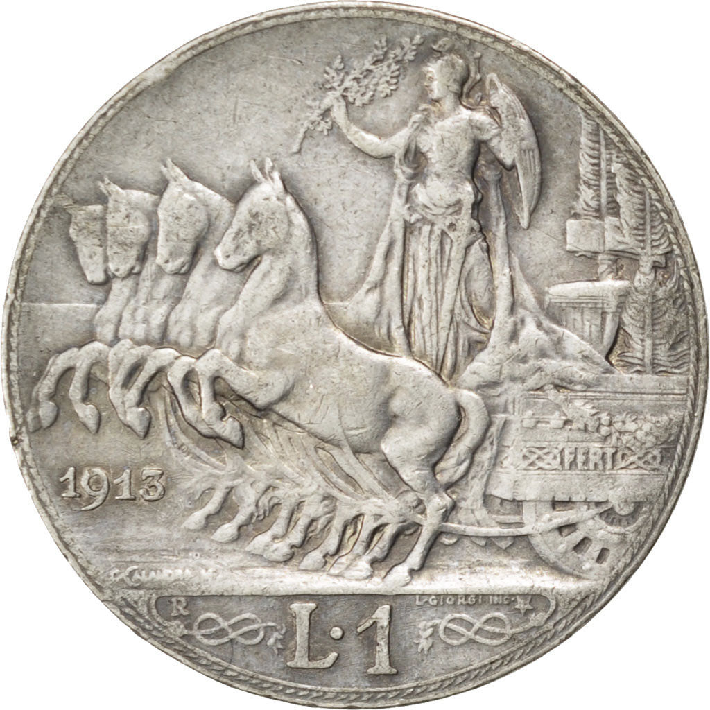 ITALY, Lira, 1913, Rome, KM #45, EF(40-45), Silver, 4.97