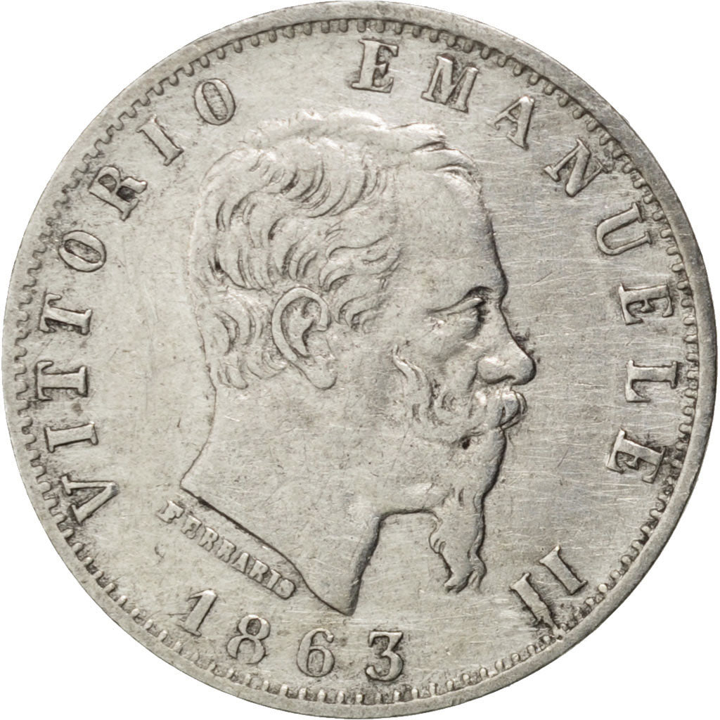 ITALY, 20 Centesimi, 1863, Milan, KM #13.1, EF(40-45), Silver, 0.90