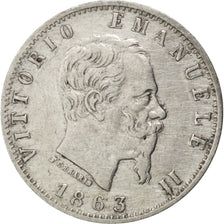 ITALY, 20 Centesimi, 1863, Milan, KM #13.1, EF(40-45), Silver, 0.90