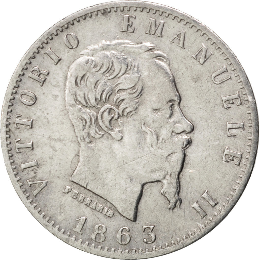 ITALY, 20 Centesimi, 1863, Milan, KM #13.1, EF(40-45), Silver, 1.02