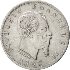ITALY, 20 Centesimi, 1863, Milan, KM #13.1, EF(40-45), Silver, 1.02