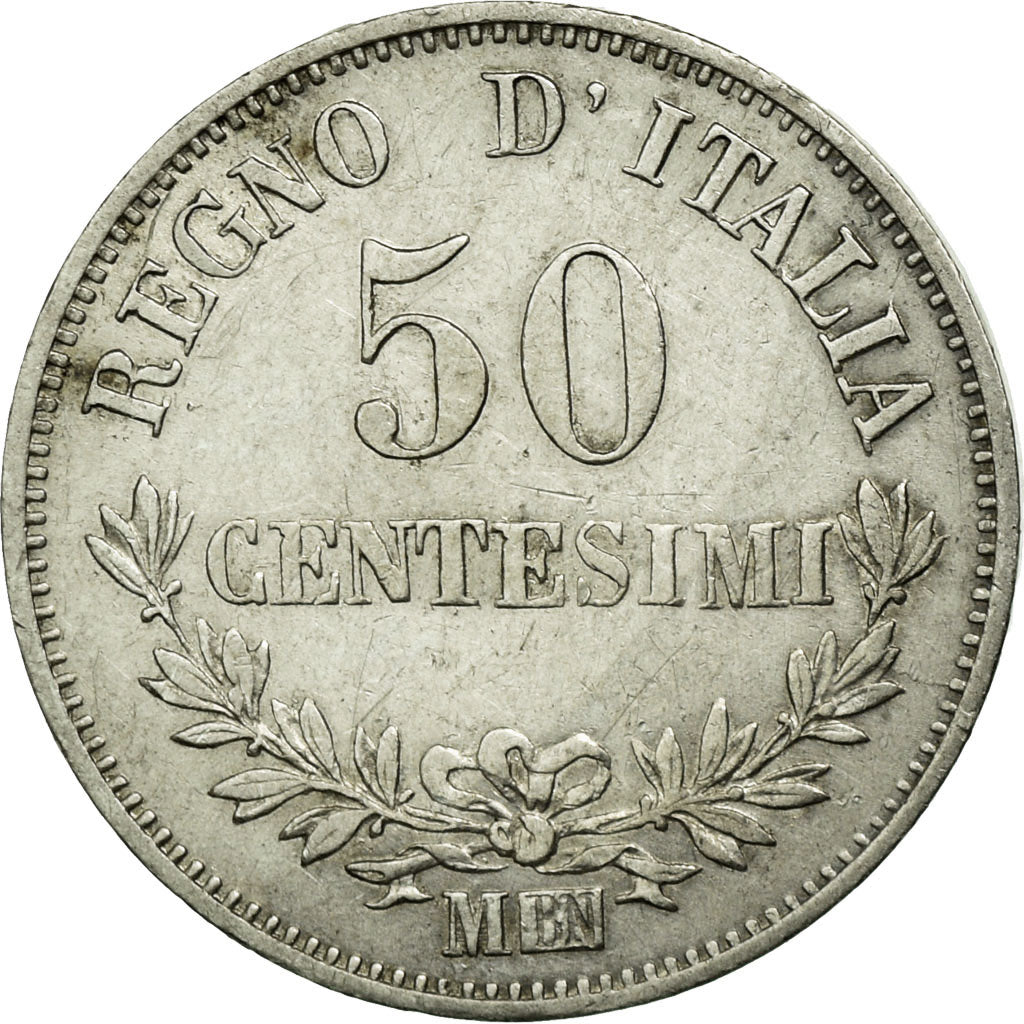 Coin, Italy, Vittorio Emanuele II, 50 Centesimi, 1863, Milan, AU(55-58), Silver