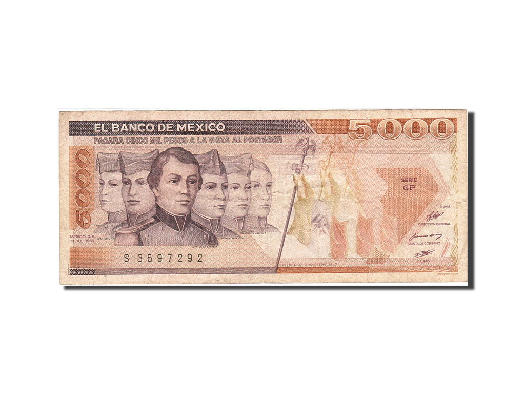 Billete, 5000 Pesos, 1985, México, KM:88a, 1985-07-19, BC