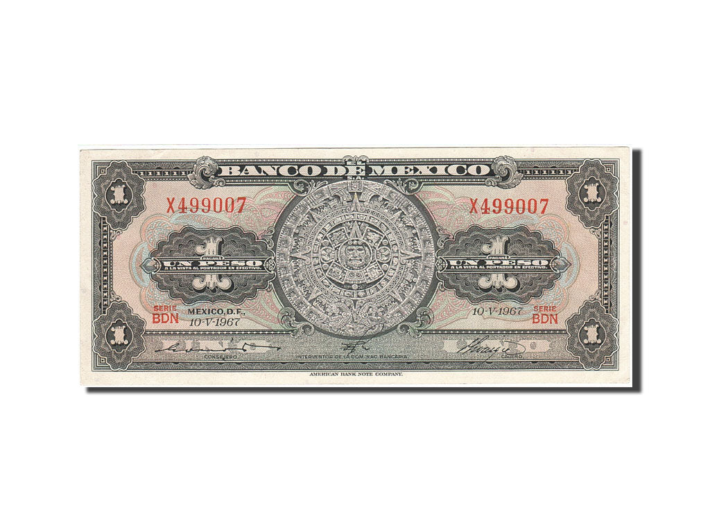 Billet, Mexique, 1 Peso, 1957-1961, 1967-05-10, KM:59j, SUP