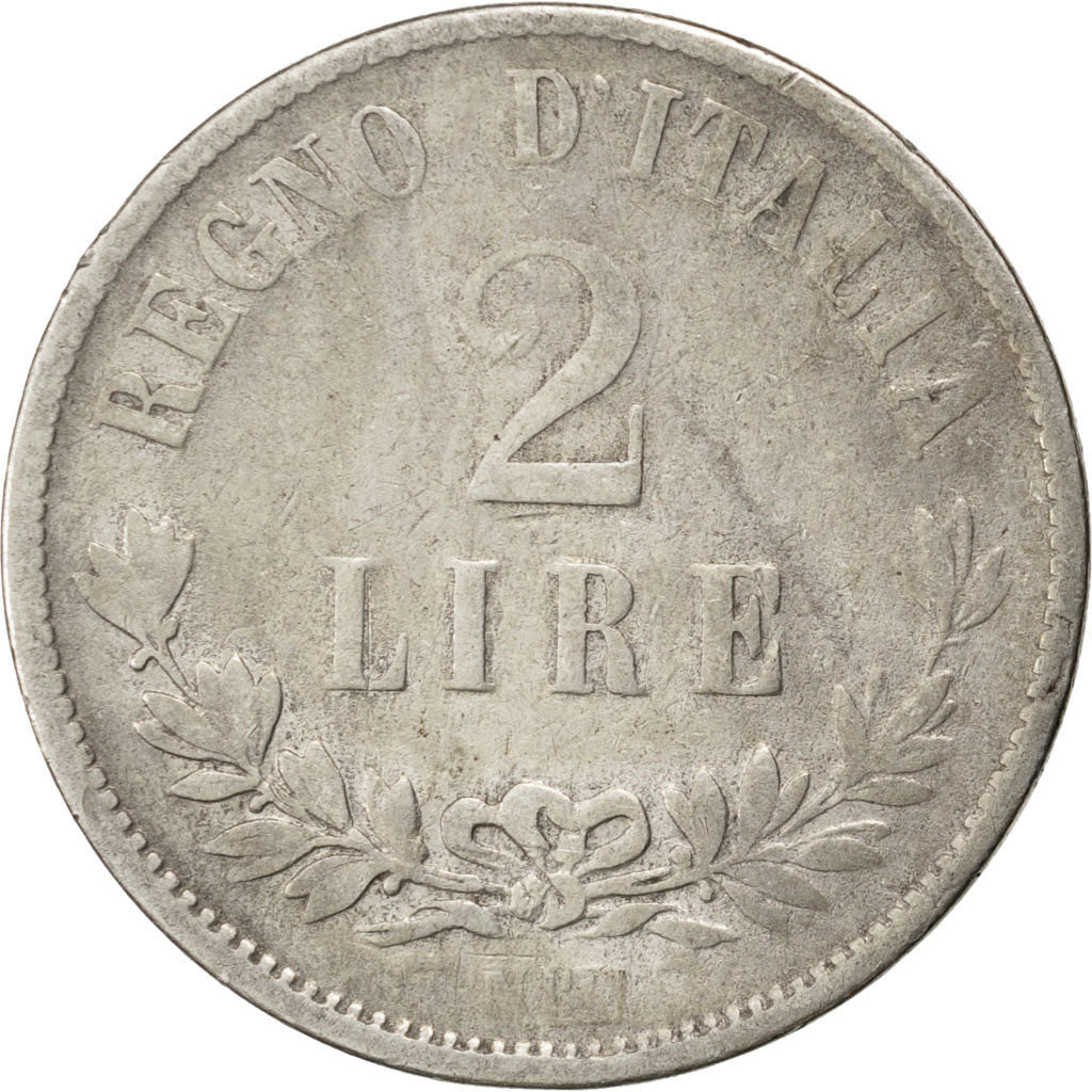 ITALY, 2 Lire, 1863, Naples, KM #16.1, F(12-15), Silver, 9.55