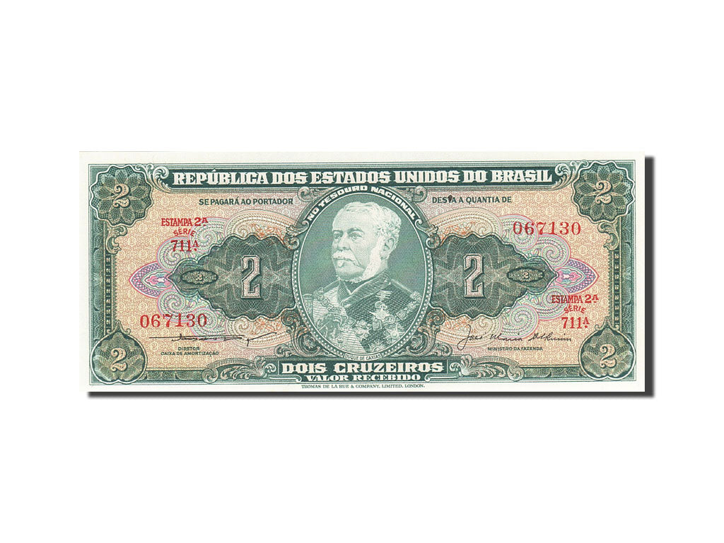 Brazil, 2 Cruzeiros, 1953-1960, KM:157Aa, UNC(64)