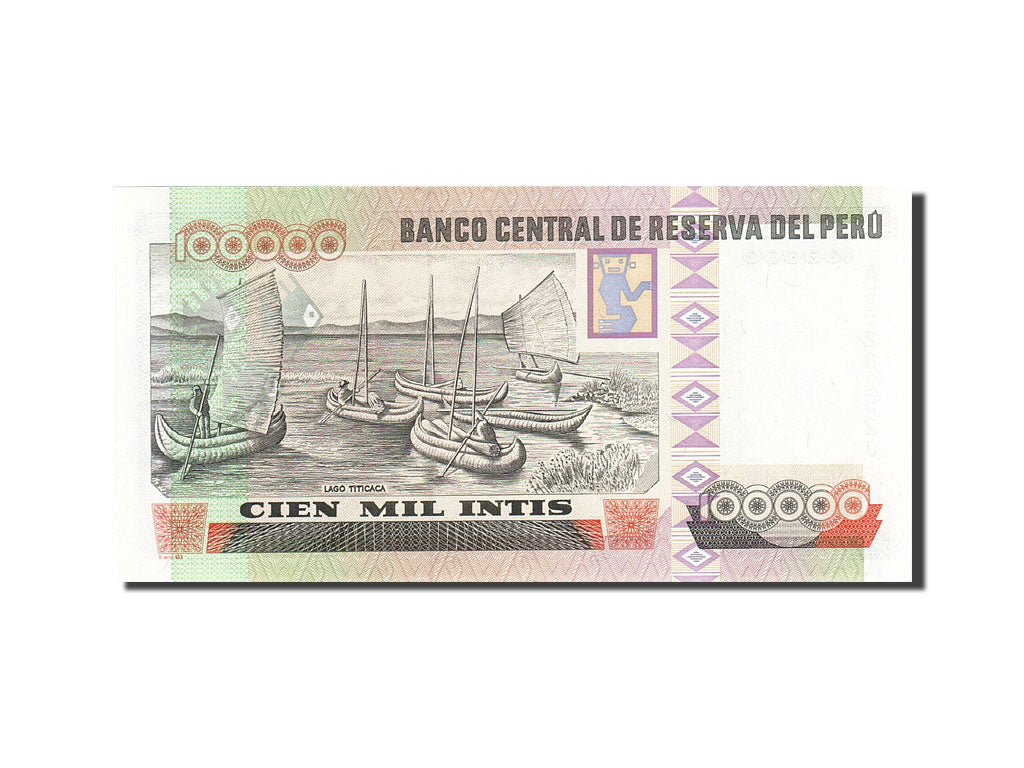 Banknote, Peru, 100,000 Intis, 1985-1991, 1989-12-21, KM:145, UNC(65-70)