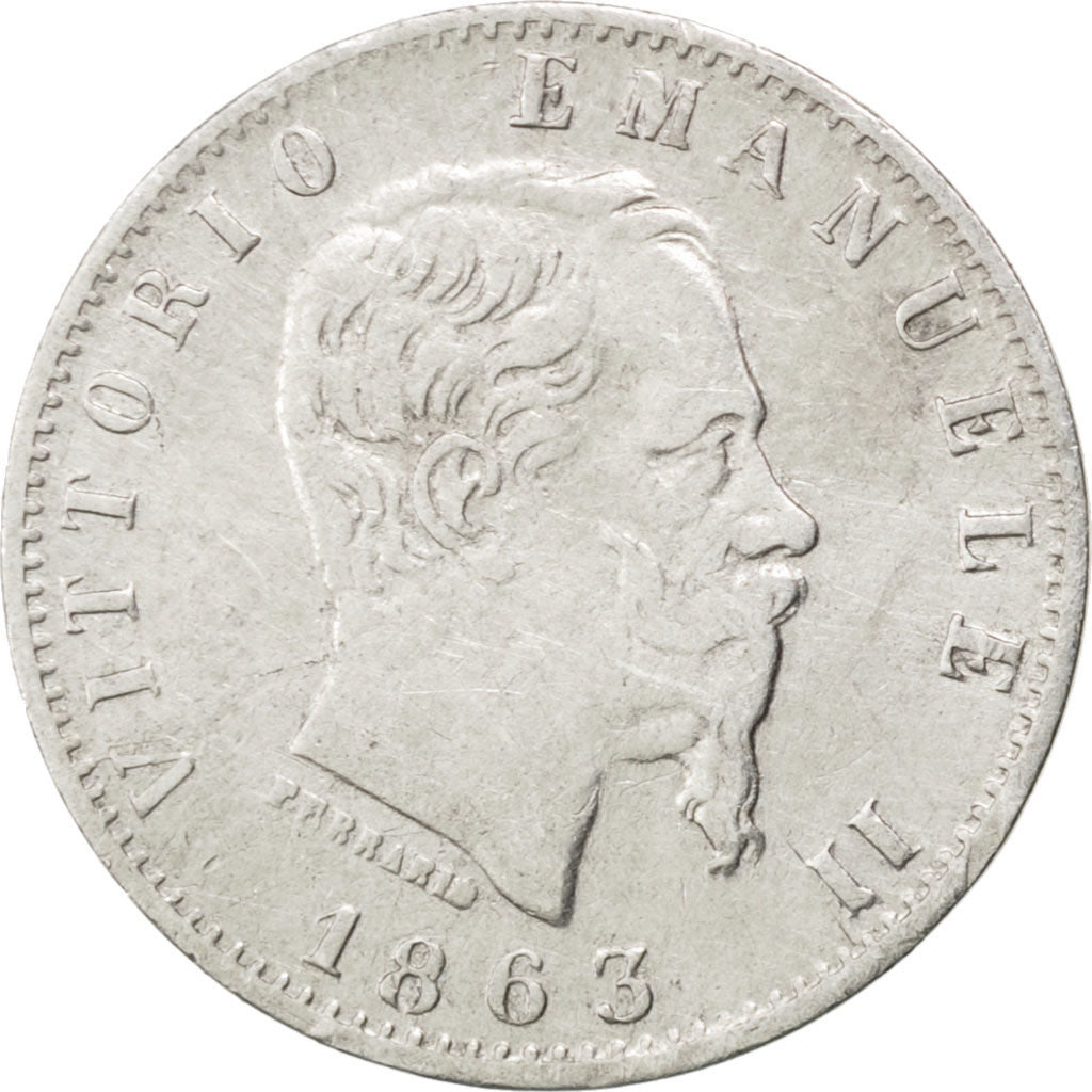 Coin, Italy, Vittorio Emanuele II, 20 Centesimi, 1863, Milan, EF(40-45), Silver