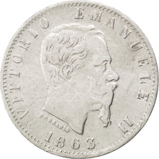 Coin, Italy, Vittorio Emanuele II, 20 Centesimi, 1863, Milan, EF(40-45), Silver