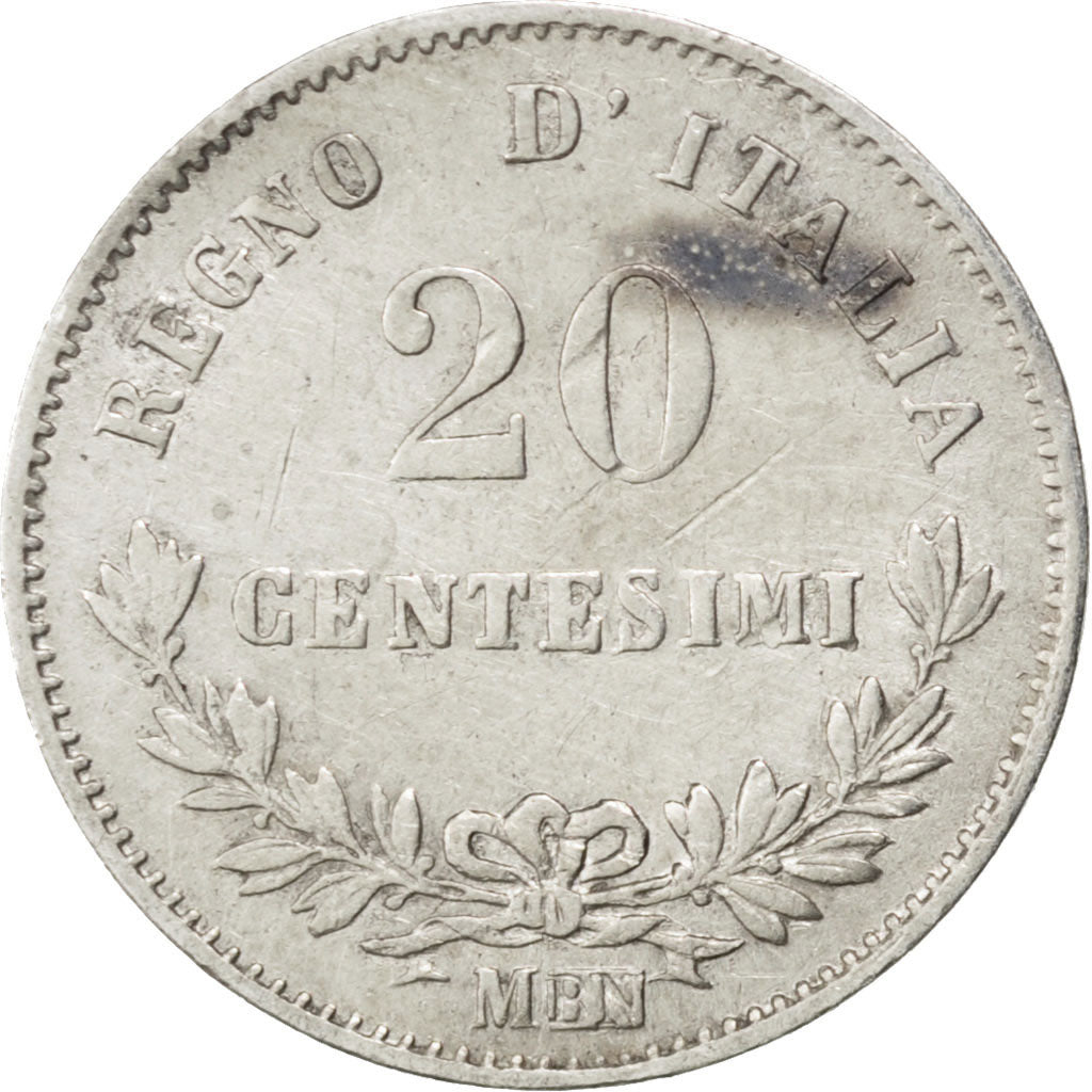 Coin, Italy, Vittorio Emanuele II, 20 Centesimi, 1863, Milan, EF(40-45), Silver