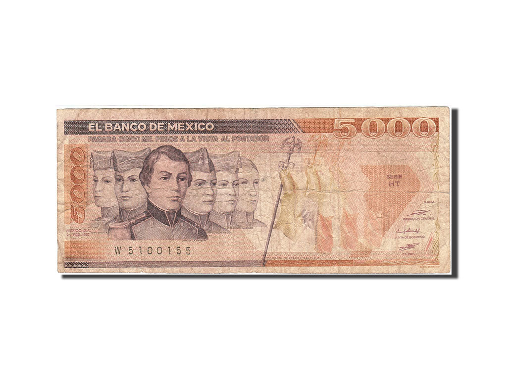 Billete, 5000 Pesos, 1985, México, KM:88b, 1987-02-24, RC
