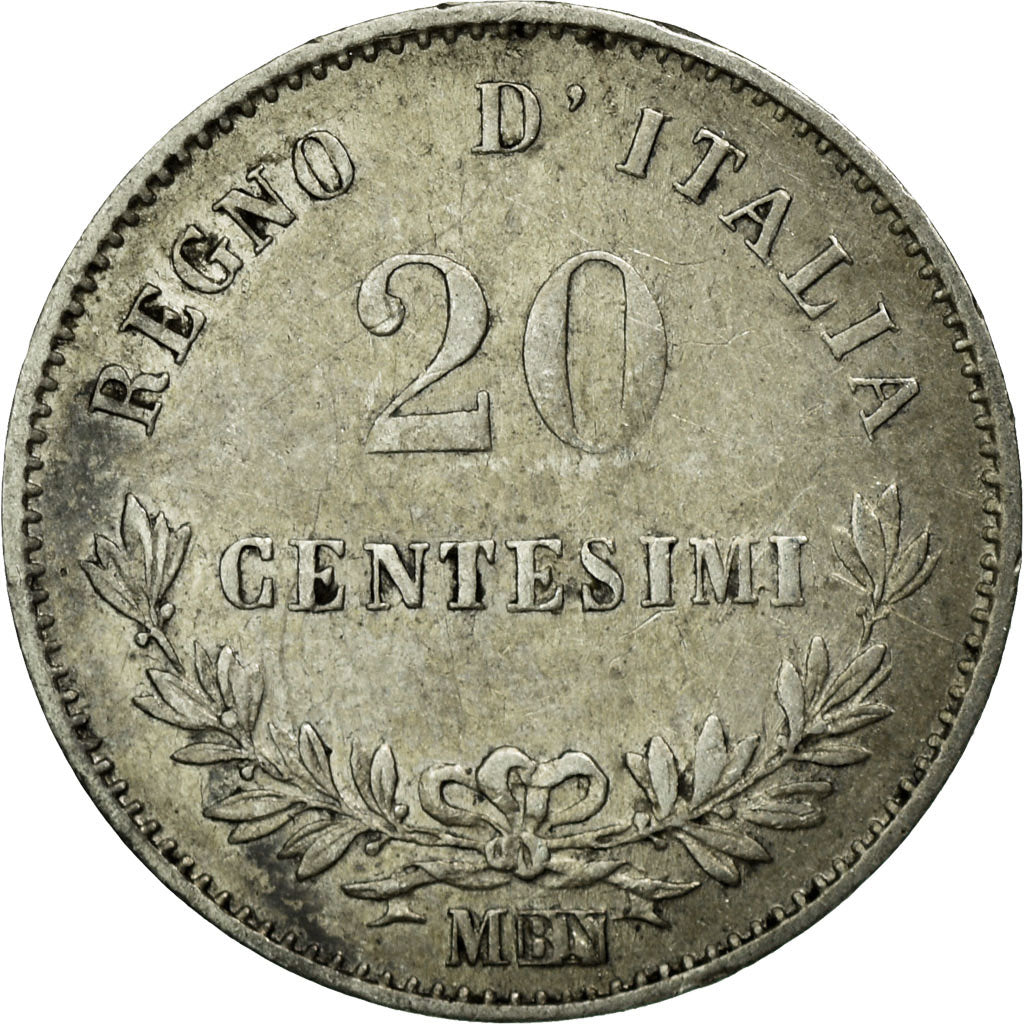 Münze, Italien, Vittorio Emanuele II, 20 Centesimi, 1863, Milan, SS+, Silber