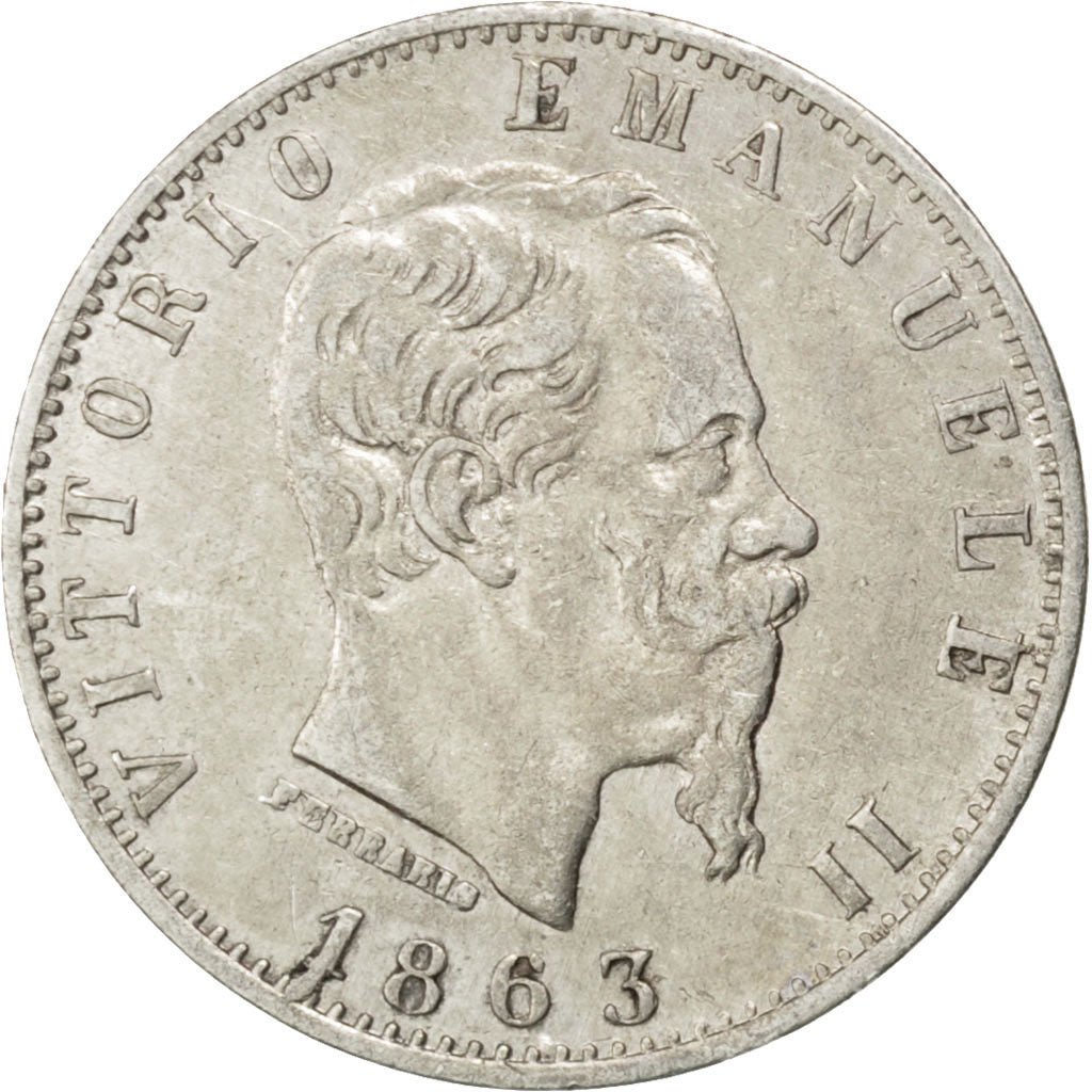 ITALY, 20 Centesimi, 1863, Milan, KM #13.1, AU(50-53), Silver, 0.98