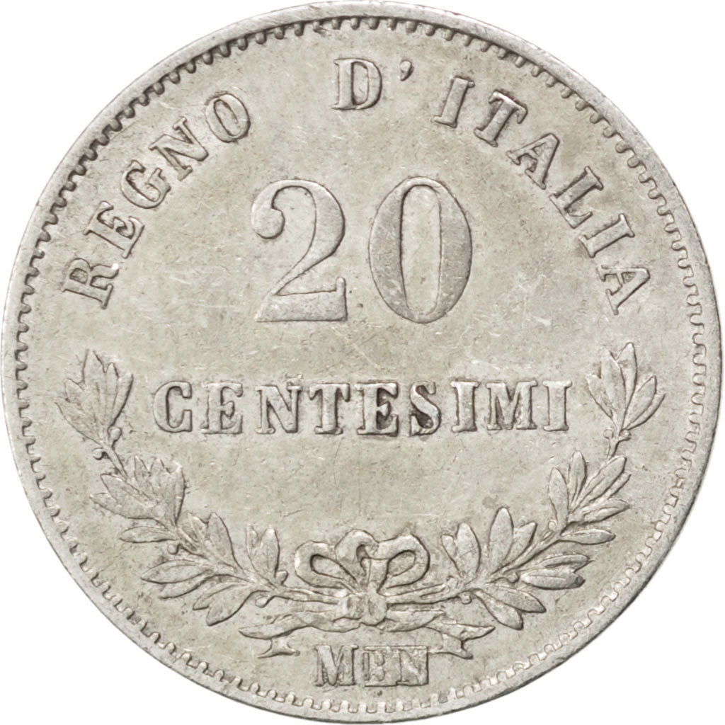 ITALY, 20 Centesimi, 1863, Milan, KM #13.1, AU(50-53), Silver, 0.98