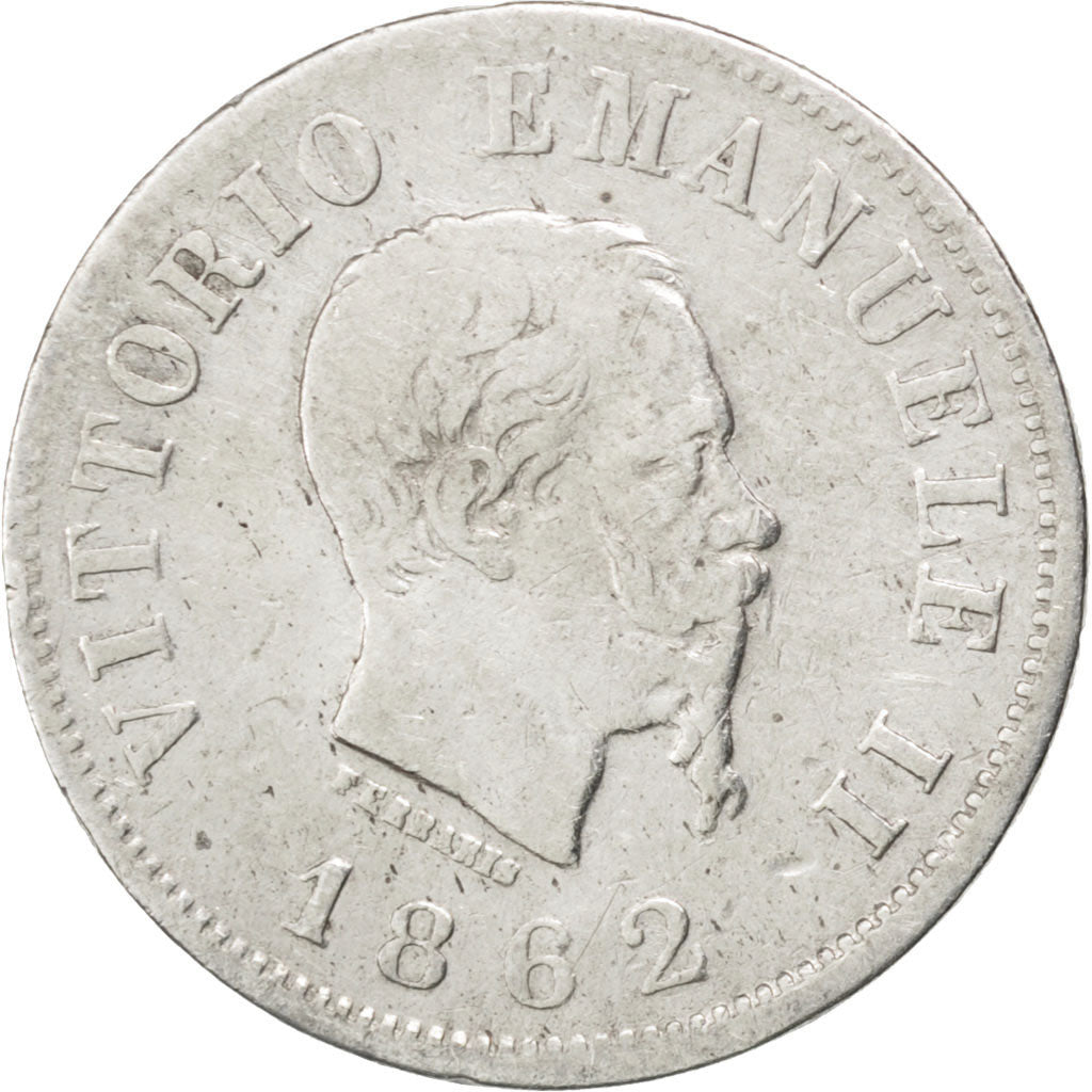 Italy, 50 Centesimi, 1862, Torino, KM #4.2, VF(20-25), Silver, 2.36