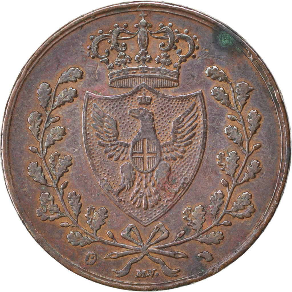 Italie, Sardaigne, Charles Félix, 5 Centesimi 1826 Turin, KM 127.1