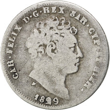 ITALIAN STATES, 25 Centesimi, 1829, Genoa, KM #128.2, VF(20-25), Silver, 15,...