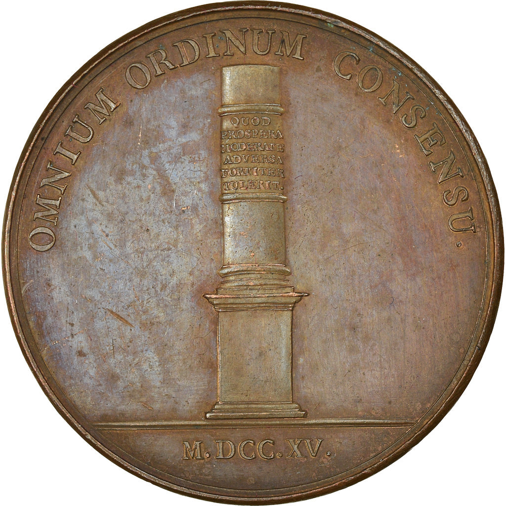France, Medal, Louis XIV, The King's Constance, 1715, Copper, Mauger, AU(55-58)