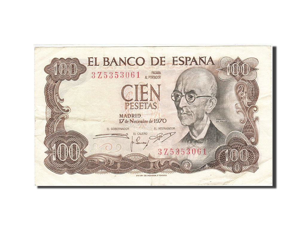 Banknote, Spain, 100 Pesetas, 1970-1971, 1970-11-17, KM:152a, VF(30-35)