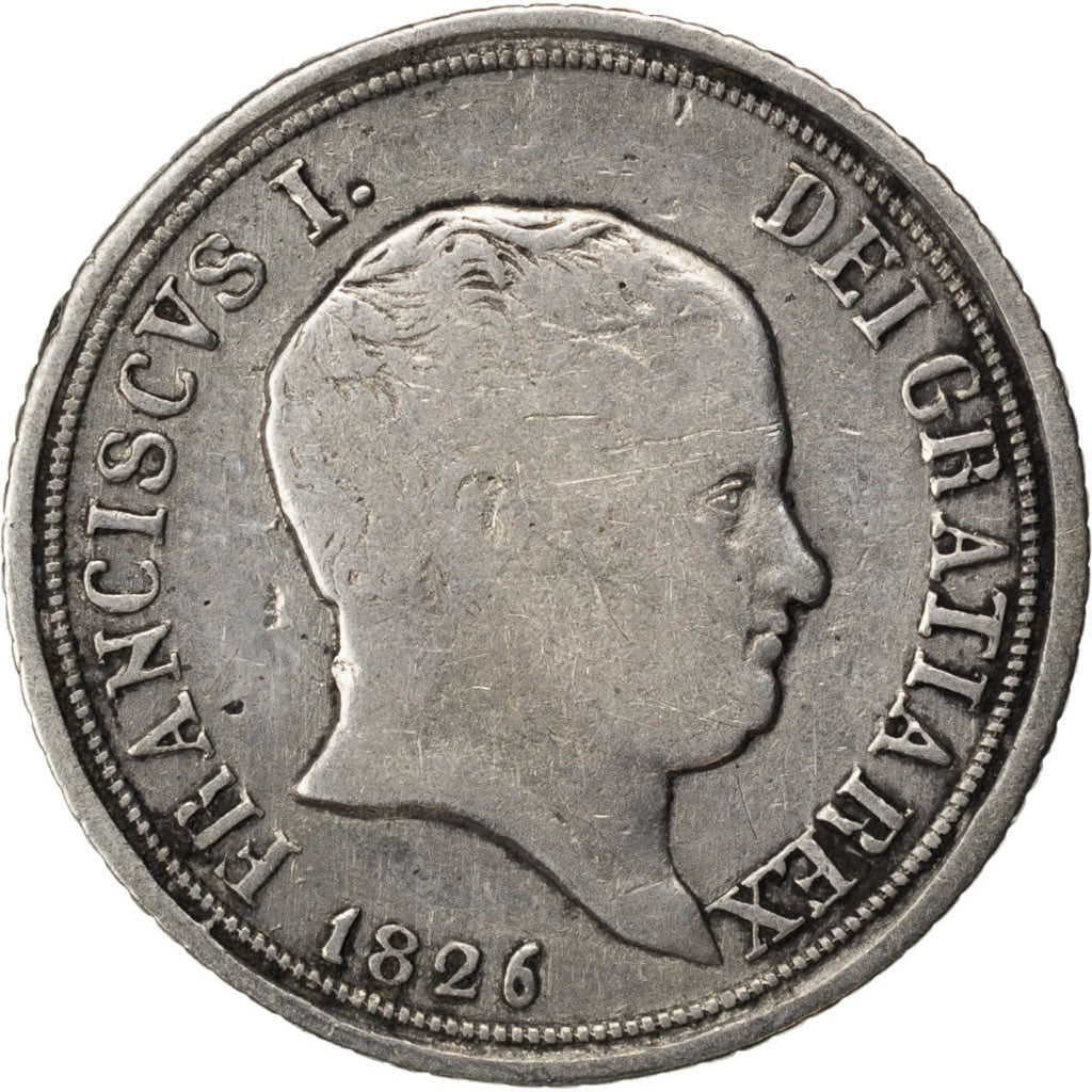 ITALIAN STATES, 10 Grana, 1826, KM #298, VF(20-25), Silver, 18.5, 2.23
