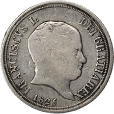ITALIAN STATES, 10 Grana, 1826, KM #298, VF(20-25), Silver, 18.5, 2.23