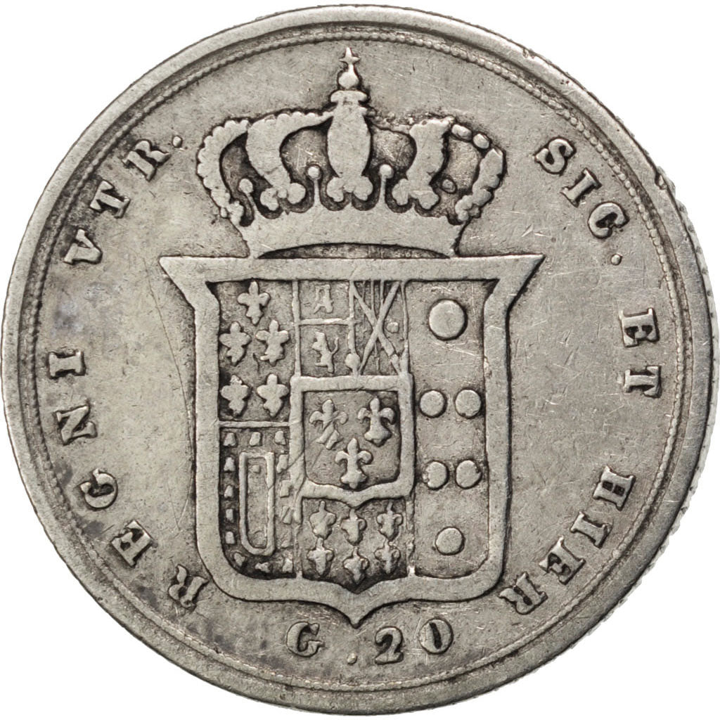 ITALIAN STATES, 20 Grana, 1851, KM #332, VF(20-25), Silver, 21.5, 4.40