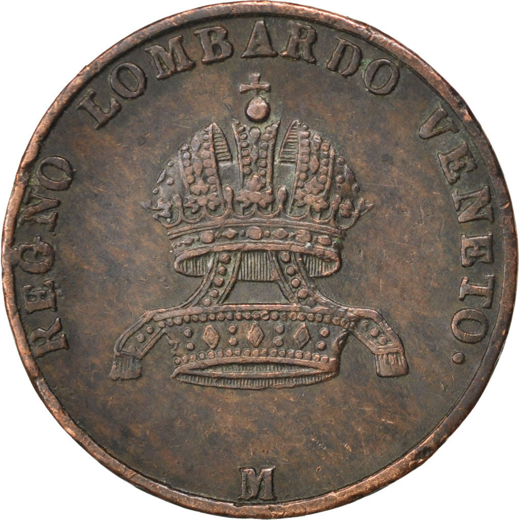 ITALIAN STATES, 5 Centesimi, 1839, Milan, KM #14.1, AU(50-53), Copper, 8.51