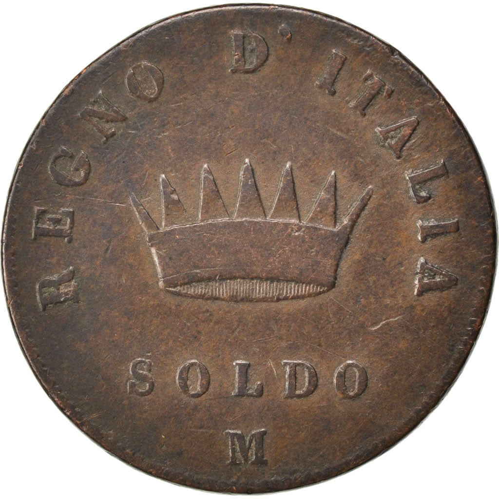 STATI ITALIANI, KINGDOM OF NAPOLEON, Napoleon I, Soldo, 1807, Milan, MB+, Ram...