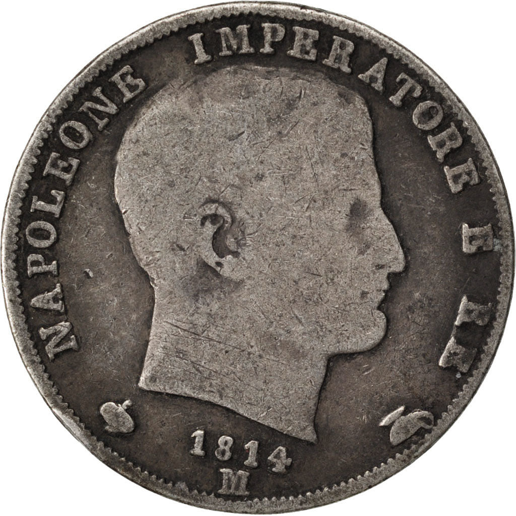STATI ITALIANI, KINGDOM OF NAPOLEON, Napoleon I, Lira, 1814, Milan, MB, Argen...