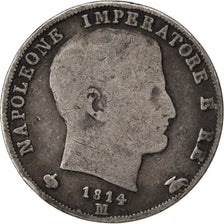 STATI ITALIANI, KINGDOM OF NAPOLEON, Napoleon I, Lira, 1814, Milan, MB, Argen...