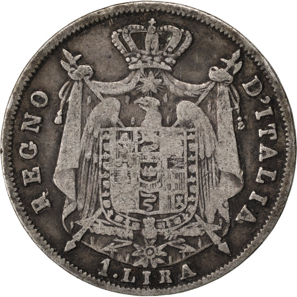 STATI ITALIANI, KINGDOM OF NAPOLEON, Napoleon I, Lira, 1814, Milan, MB, Argen...