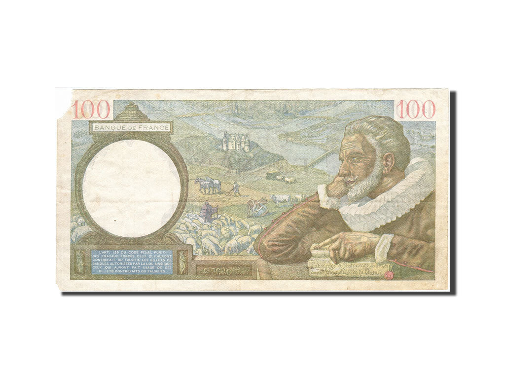 Billete, Francia, 100 Francs, 1939, 1942-01-29, BC, Fayette:26.44, KM:94