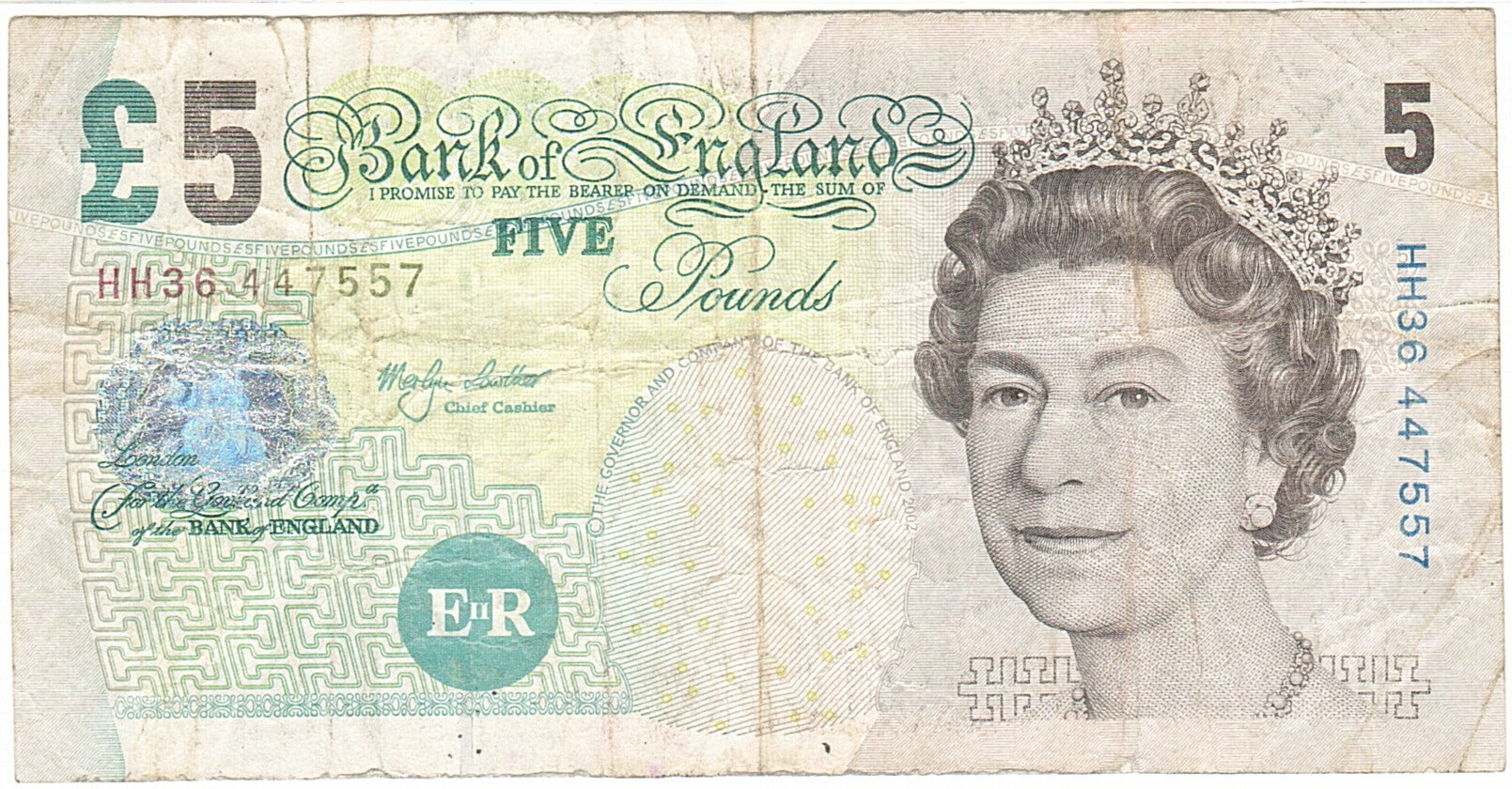 Great Britain, 5 Pounds, 2002, KM:391b, 2002-2003, VF(20-25)
