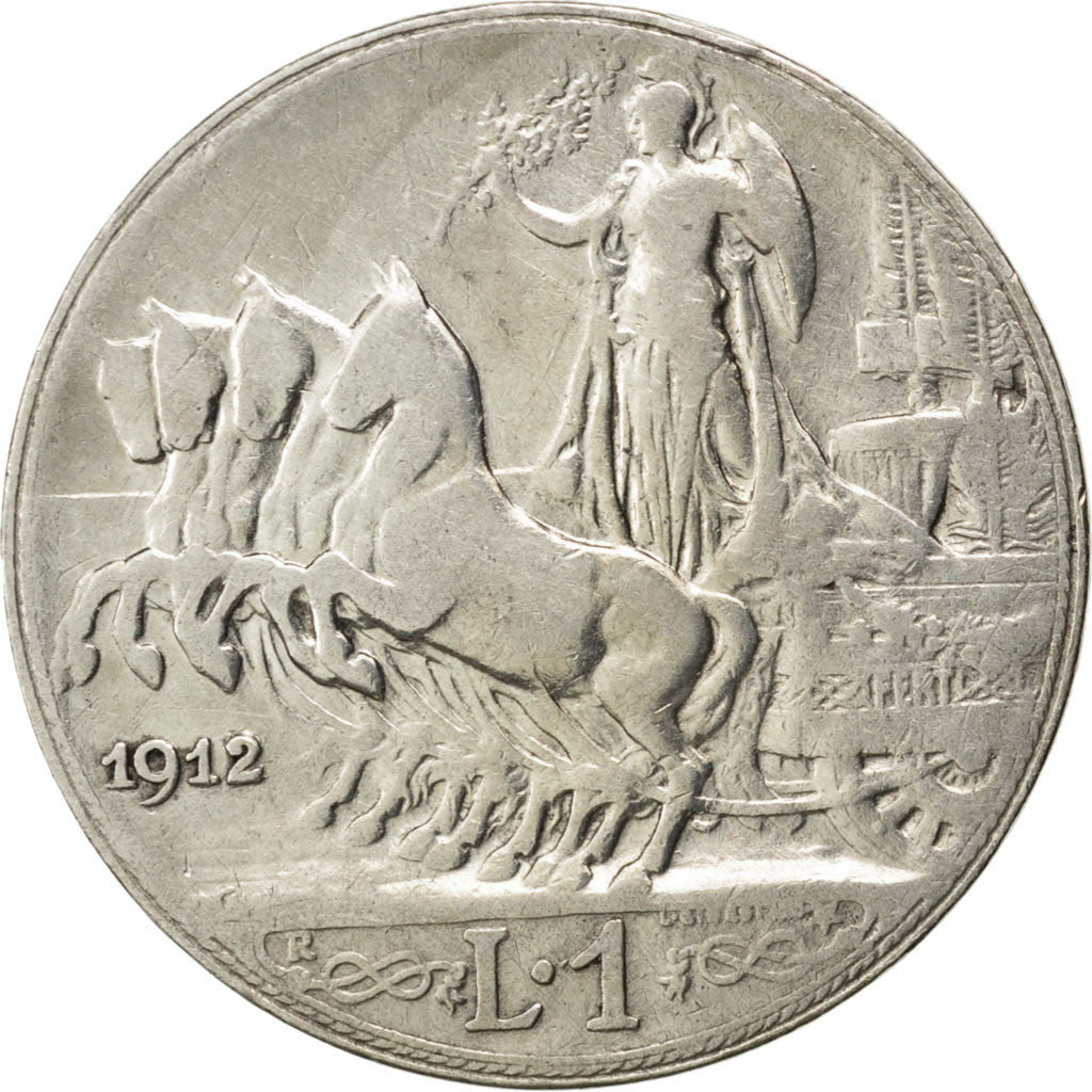 Coin, Italy, Vittorio Emanuele III, Lira, 1912, Rome, VF(30-35), Silver, KM:45