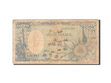 Chad, 1000 Francs, 1984-1985, KM:10Aa, 1990-01-01, F(12-15)