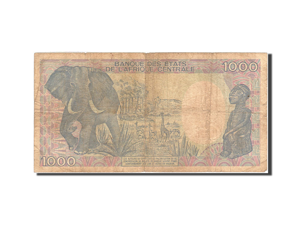 Chad, 1000 Francs, 1984-1985, KM:10Aa, 1990-01-01, F(12-15)