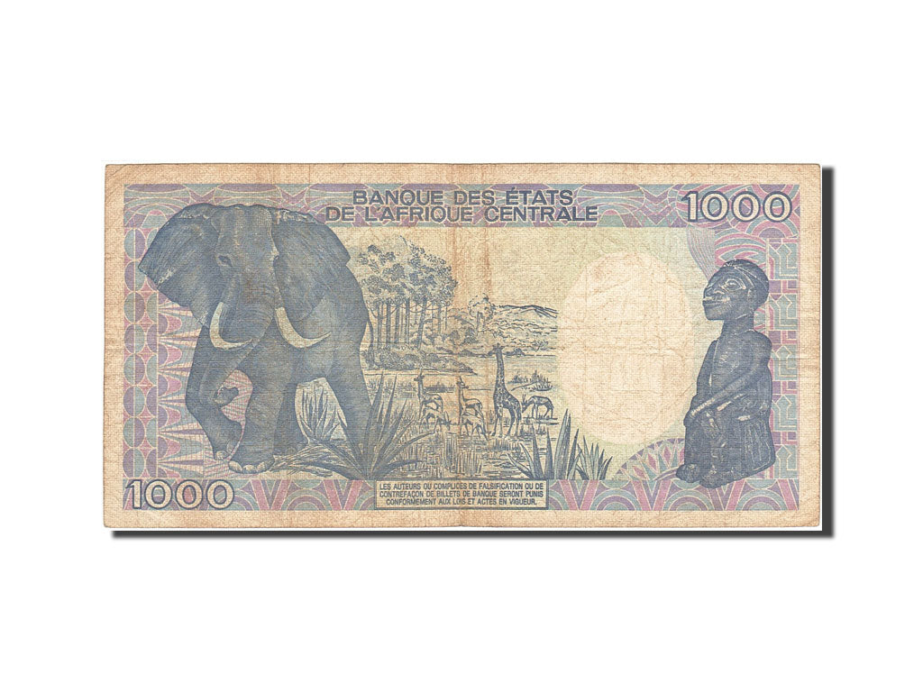 Central African Republic, 1000 Francs, 1986, 1987-01-01, KM:16, VF(30-35)