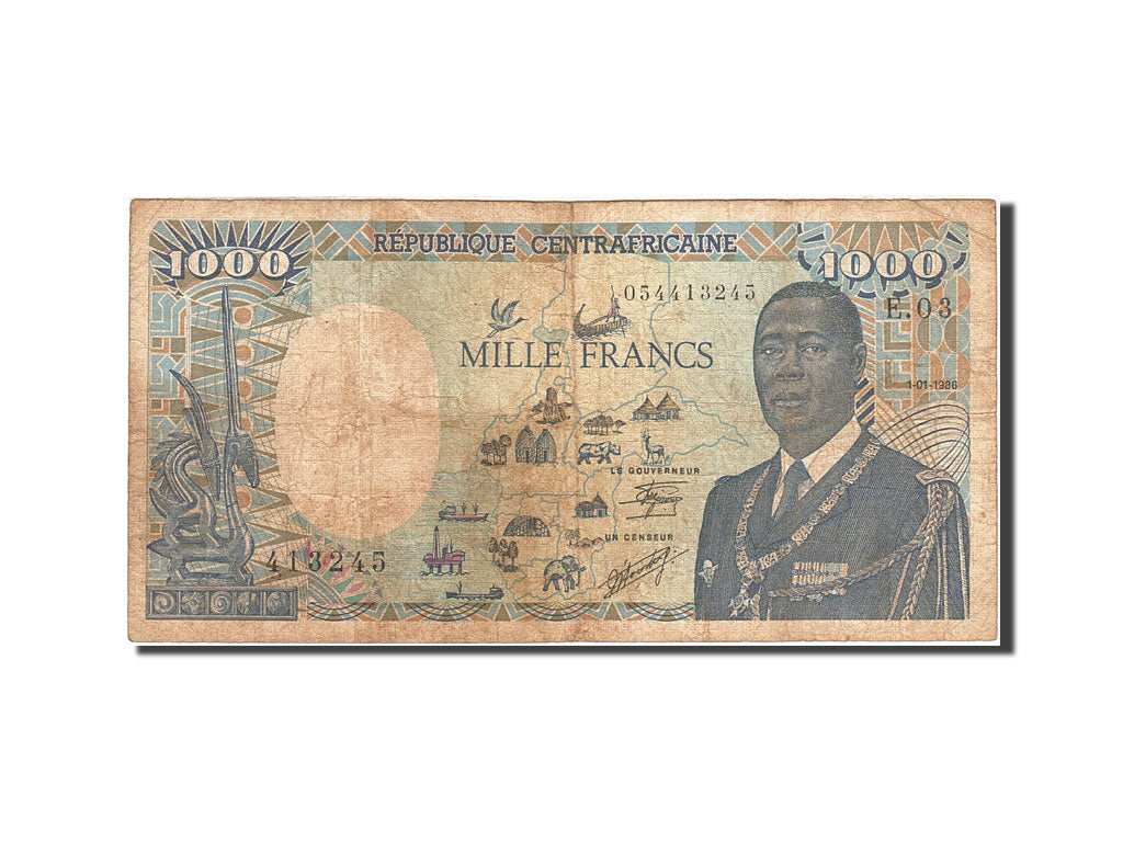 Central African Republic, 1000 Francs, 1986, 1986-01-01, KM:16, F(12-15)