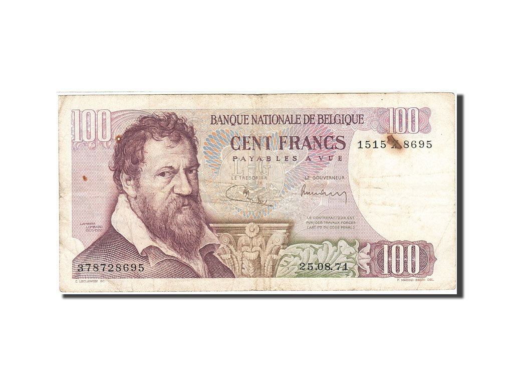Banknote, Belgium, 100 Francs, 1961-1971, 1971-08-25, KM:134b, VF(30-35)