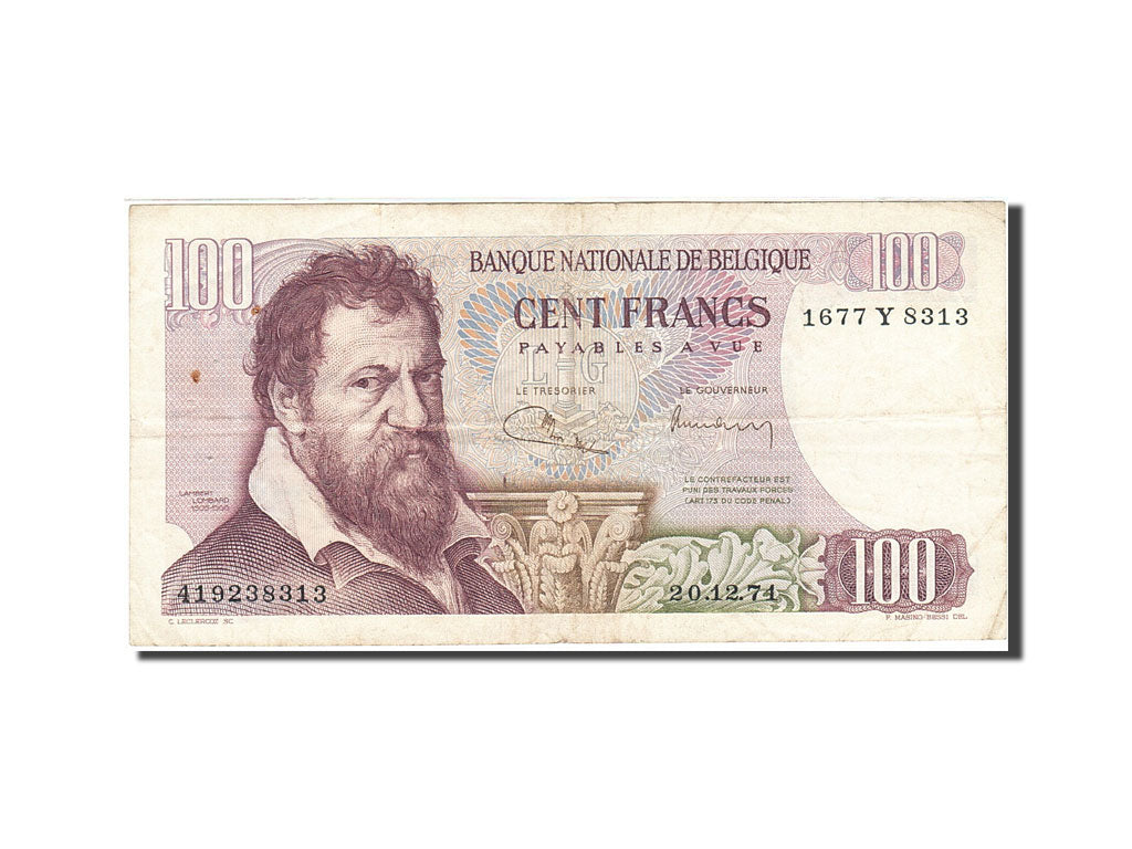 Banknote, Belgium, 100 Francs, 1961-1971, 1971-12-20, KM:134b, EF(40-45)