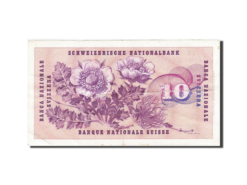 Banconote, Svizzera, 10 Franken, 1954-1961, KM:45g, 1961-10-26, MB+