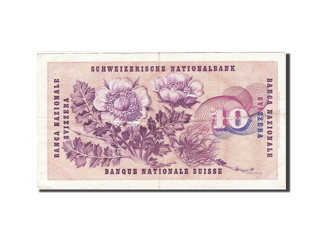 Banconote, Svizzera, 10 Franken, 1954-1961, KM:45j, 1965-01-21, MB