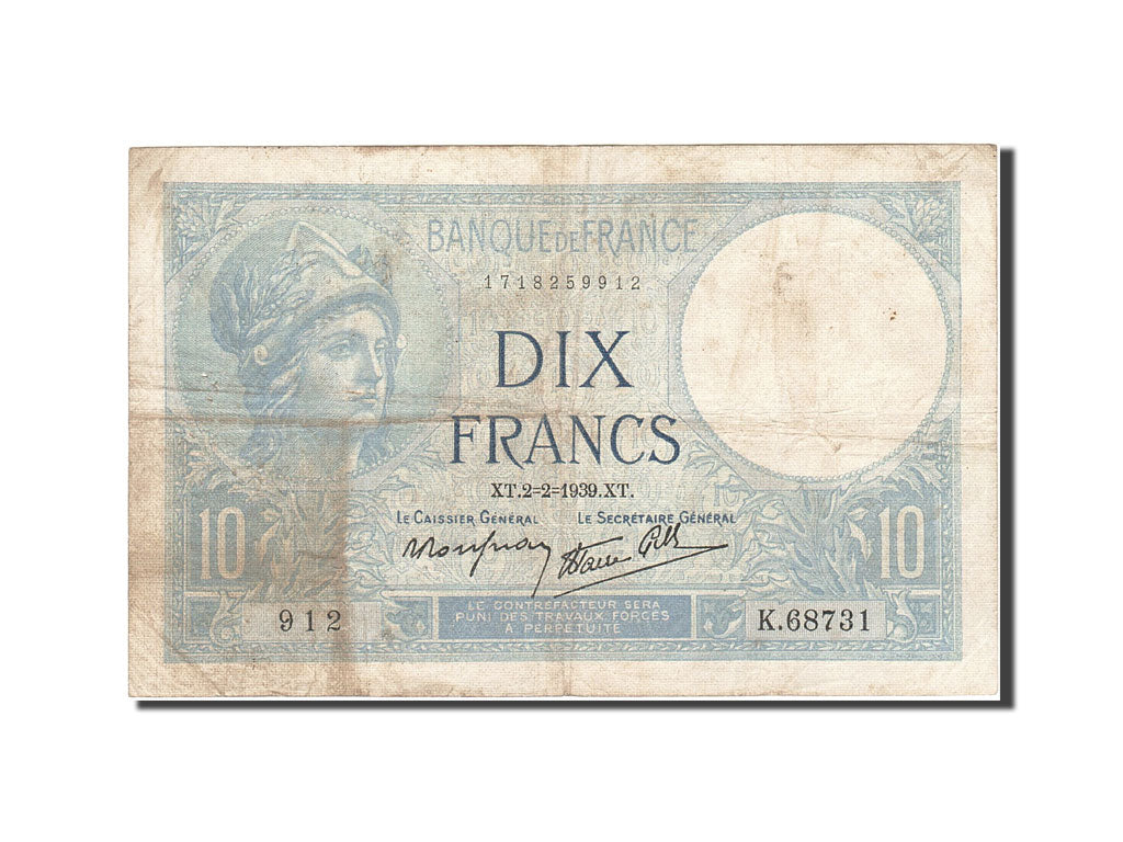 Billet, France, 10 Francs, 1915, 1939-02-02, TB, Fayette:7.1, KM:84
