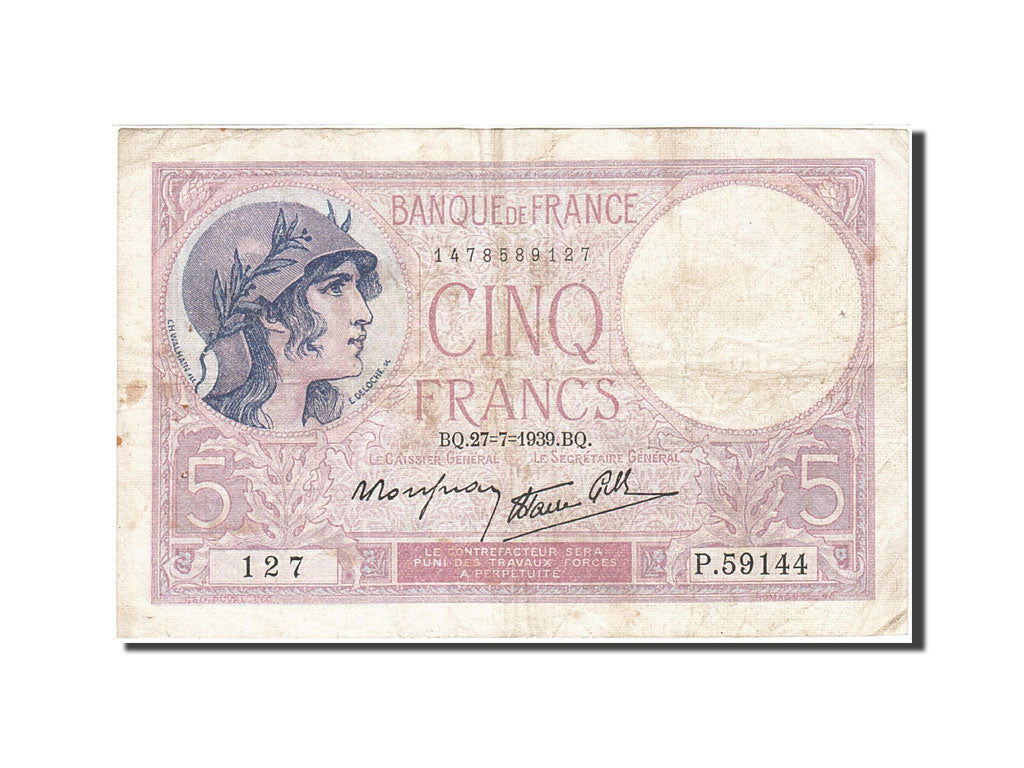 Frankreich, 5 Francs, 1917, KM:83, 1939-07-27, S, Fayette:4.3