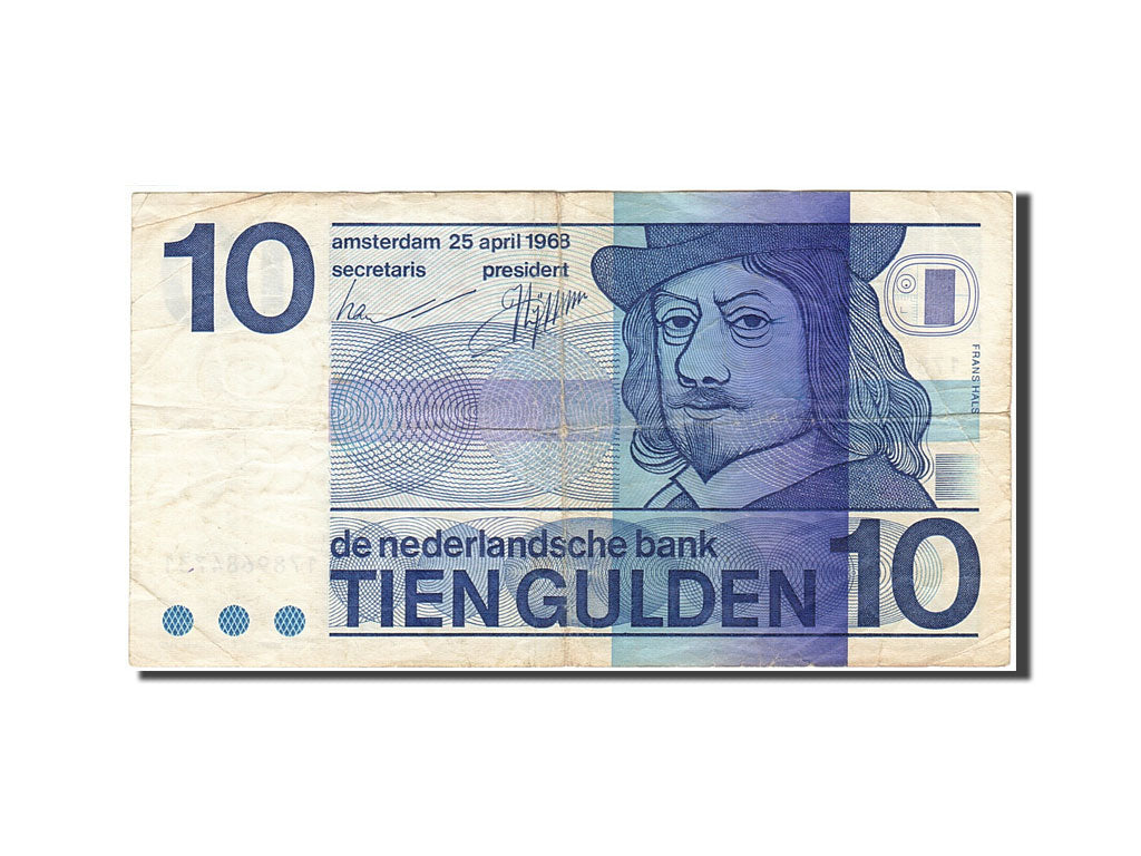 Netherlands, 10 Gulden, 1966-1972, KM:91b, 1968-04-25, VG(8-10)