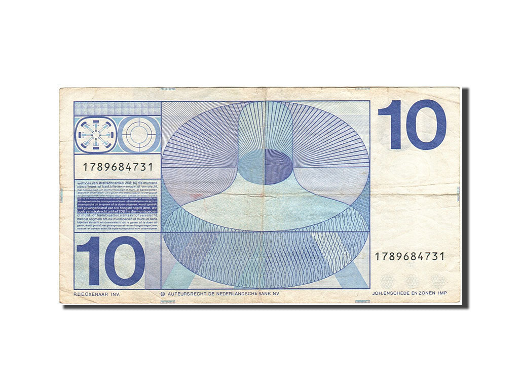 Netherlands, 10 Gulden, 1966-1972, KM:91b, 1968-04-25, VG(8-10)